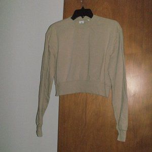 Collusion soft beige tan cropped long sleeve sweatshirt size 6